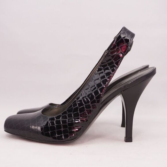 Jessica Simpson Black Croc Leather Slingbacks, 8.5 - Picture 3 of 13